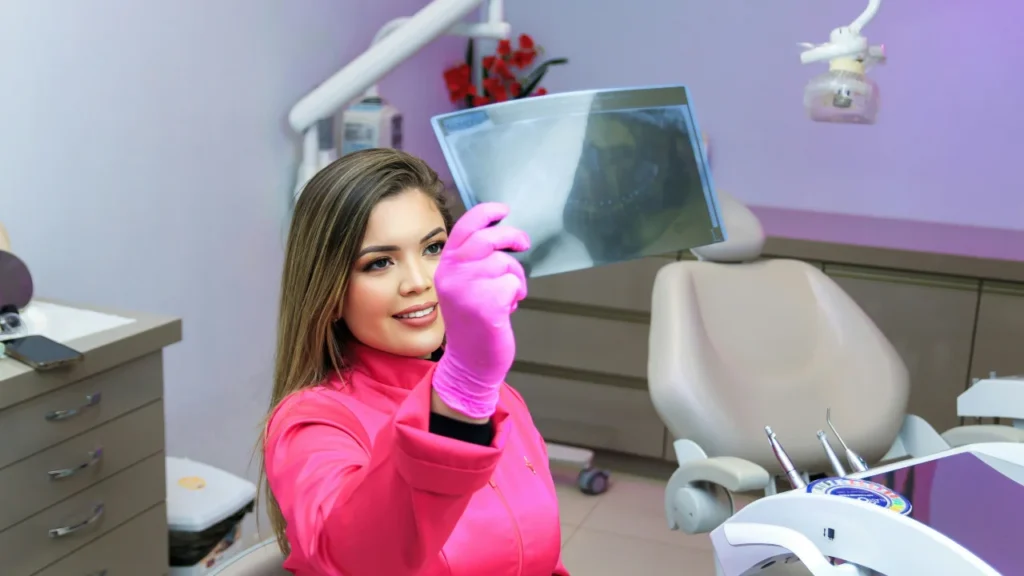 Dental professional reviewing X-ray results during a dental negligence assessment