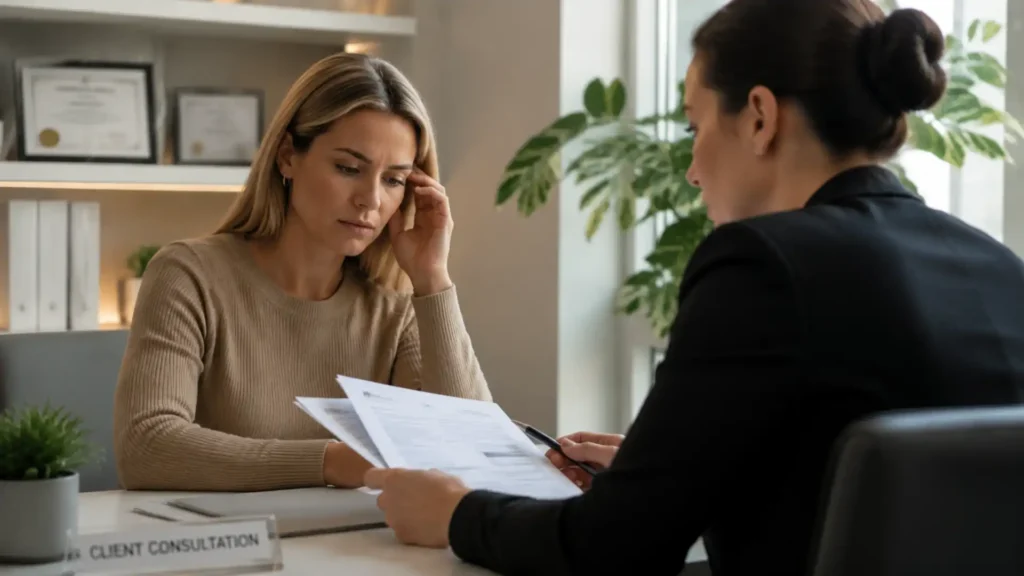 cosmetic negligence claim consultation patient reviewing documents