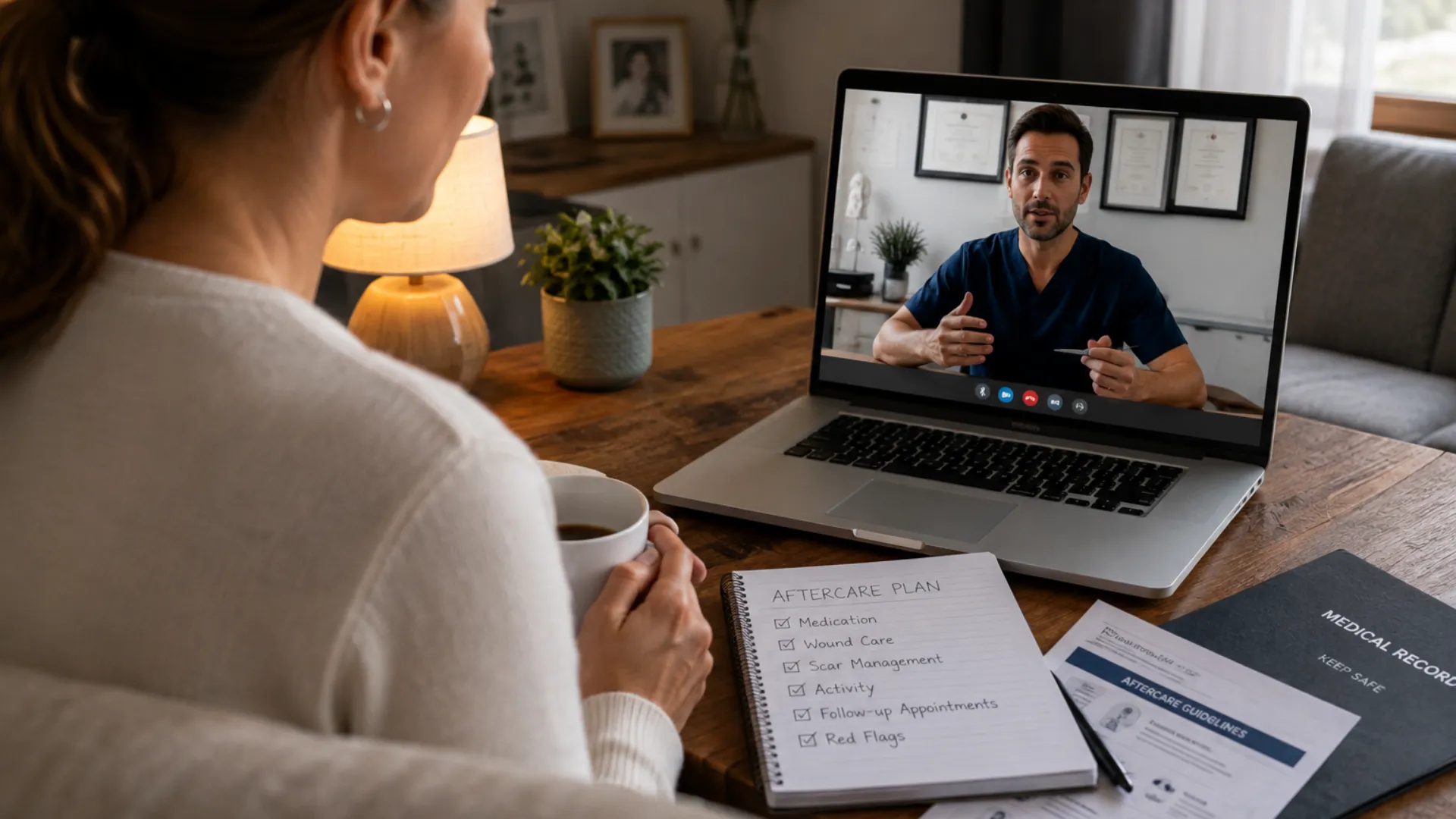 UK patient on a video follow-up consultation after cosmetic surgery abroad
