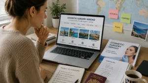 UK patient researching cosmetic surgery abroad before booking